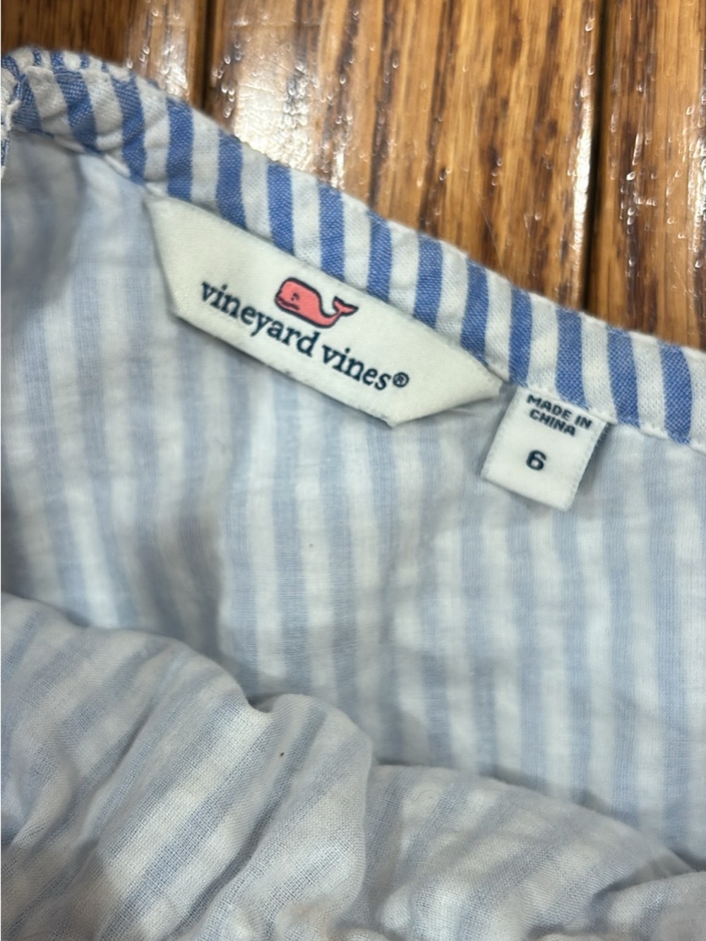 Vineyard Vines Blue and White Striped One-Shoulder Ruffle Tunic - Picture 2 of 5